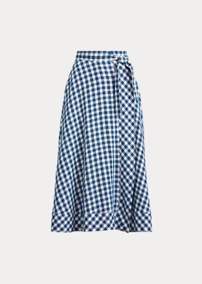 Women's Polo Ralph Lauren Gingham Linen Wrap Skirts | 824517VJT